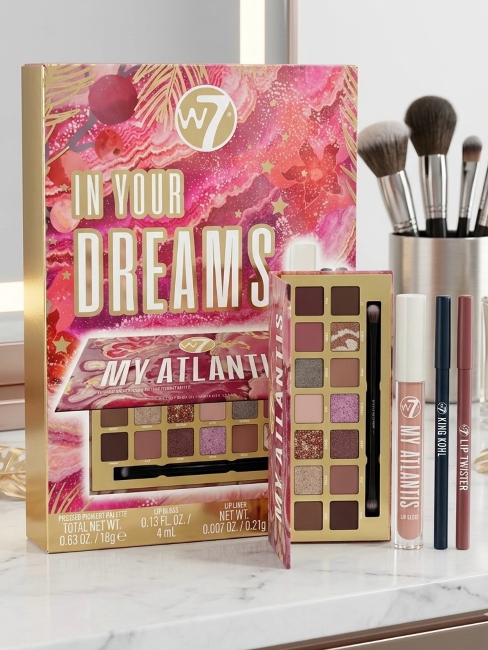 W7 In Your Dreams My Atlantis Eyeshadow Palette Lip Liner Gloss Makeup Gift Set